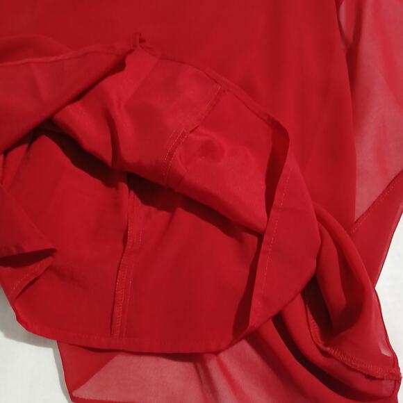 BCBGeneration red spaghetti strap fully lined sheer ruffled front easy care - Picture 11 of 16